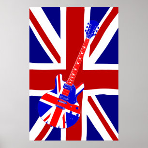 Union Jack British Guitar Art 2 Poster