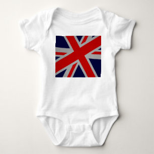 Union Jack Carbon Fibre Style Decor Baby Bodysuit