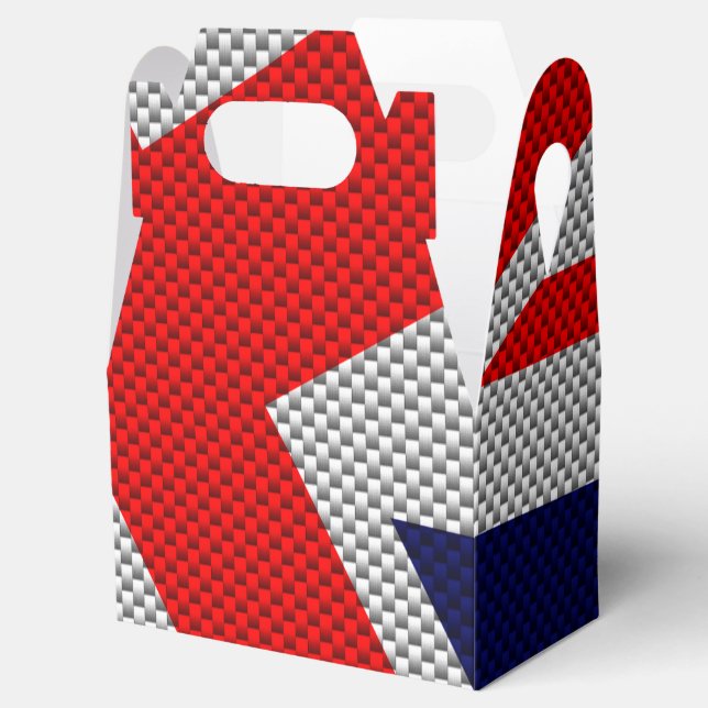 Union Jack Carbon Fibre Style Decor Favor Box (Opened)