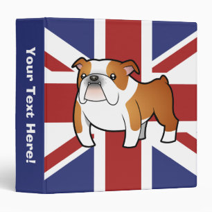 Union Jack Cartoon English Bulldog Binder