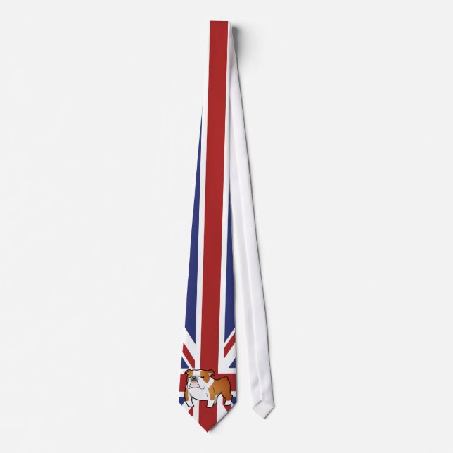 Union Jack Cartoon English Bulldog Tie (Front)