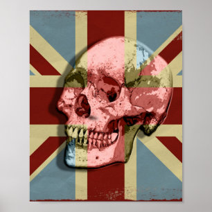 Union Jack Crâne souriant Poster d'Art Moderne Mur