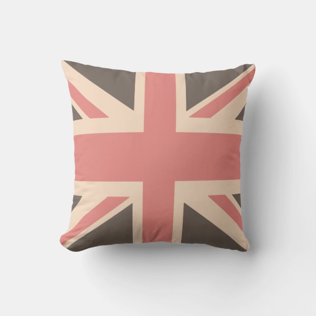 Union Jack - Designer Soft Faded Throw Pillow (Front)