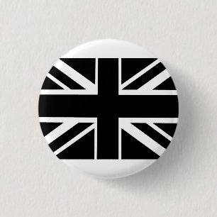 Union Jack England British Flag Britain UK BLACK 1 Inch Round Button