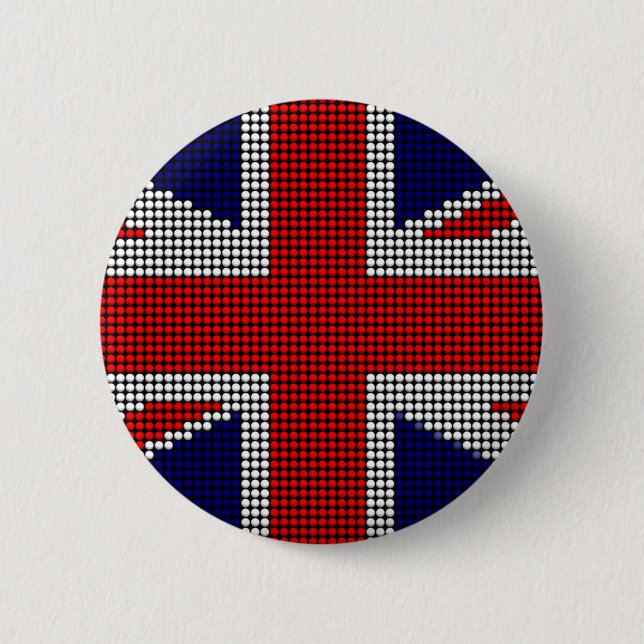 Union jack flag british flag 2 inch round button (Front)