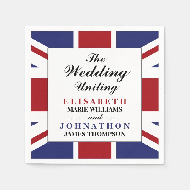 Union Jack Flag British Wedding Napkin (Front)