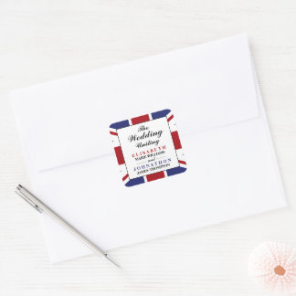 Union Jack Flag British Wedding Square Sticker