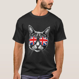 Union Jack Flag Cat Face British Union Jack T-Shirt