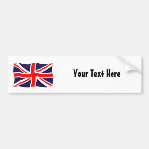 Union Jack Flag - Customizable With Your Text! Bumper Sticker