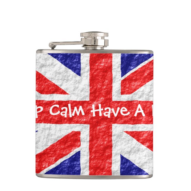 Union Jack Flag Design Hip Flask (Front)