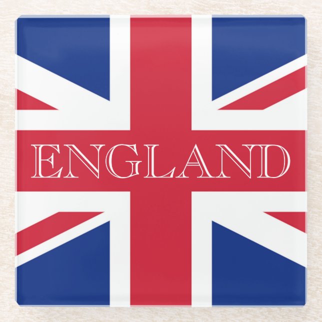 Union Jack Flag England coastercnt Glass Coaster (Front)