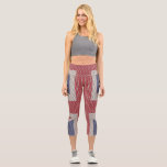 Union Jack Flag Fishnet Pattern Capri Leggings<br><div class="desc">Union Jack flag fishnets pattern with a skin effect background Capri leggings</div>