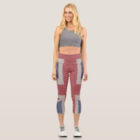 Union Jack Flag Fishnet Pattern Capri Leggings