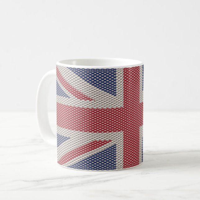 Union Jack Flag Fishnet Pattern Coffee Mug (Front Left)