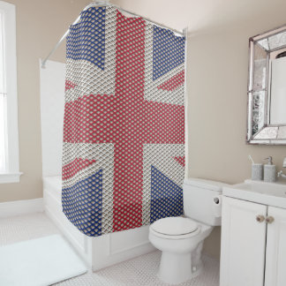 Union Jack Flag Fishnet Pattern Shower Curtain