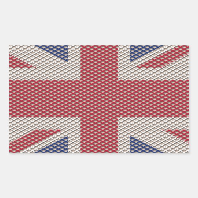 Union Jack Flag Fishnet Pattern Sticker (Front)