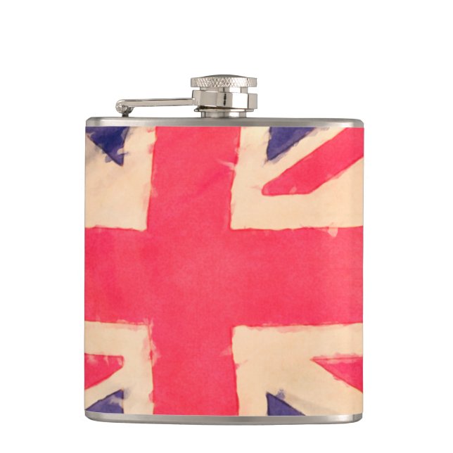 UNION JACK FLAG grunge Hip Flask (Front)