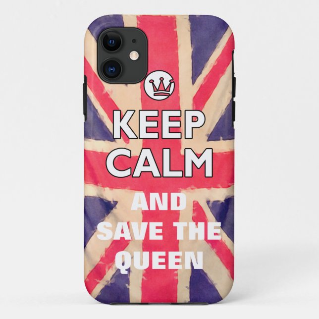 UNION JACK FLAG grunge / KEEP CALM + your text Case-Mate iPhone Case (Back)