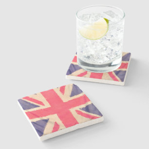 UNION JACK FLAG grunge Stone Coaster