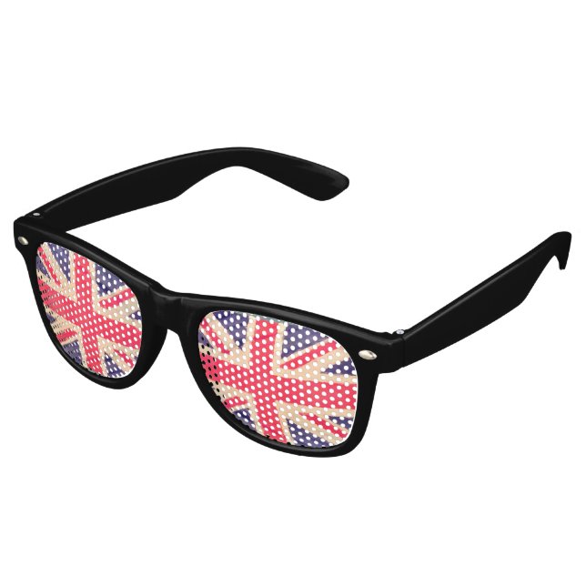 UNION JACK FLAG grunge + your idea Retro Sunglasses (Angled)