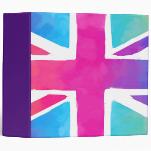 Union Jack Flag in Bright Watercolors Binder