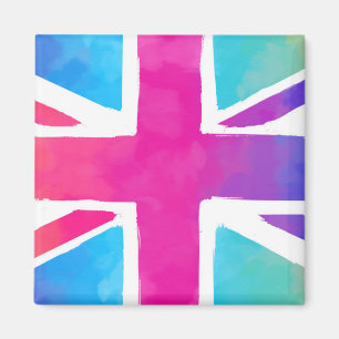 Union Jack Flag in Bright Watercolors Magnet