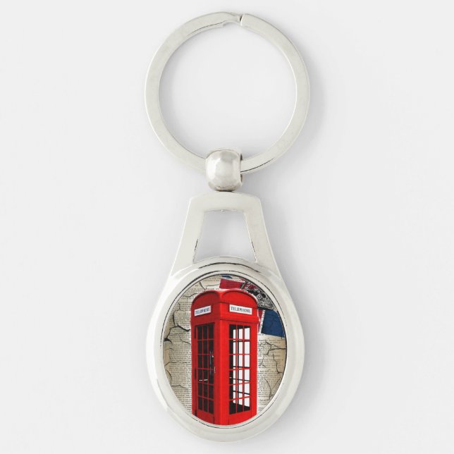 union jack flag jubilee crown red telephone booth keychain (Front)