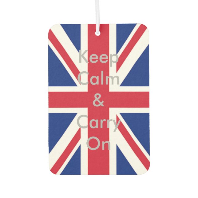 union jack flag keep calm and carry on air freshener (Front)