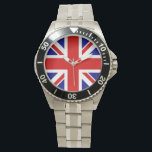 Union Jack Flag Men's Watch<br><div class="desc">Union Jack Flag Men's Watch of the UK - United Kingdom, which is in Britain. The Union Jack flag symbolizes the unity between England, Scotland and Ireland. The colours of the union jack flag are red, blue, white. This design is also available on many other products for you to choose...</div>