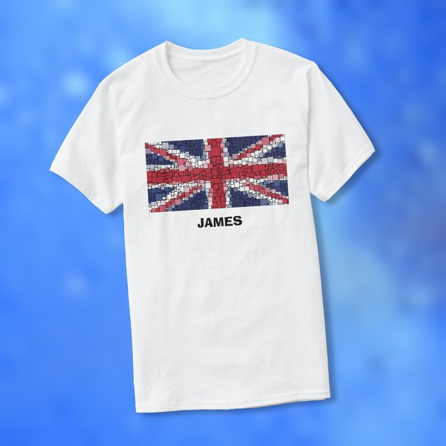 Union Jack Flag Mosaic Design (Black Text) T-Shirt (Creator Uploaded)