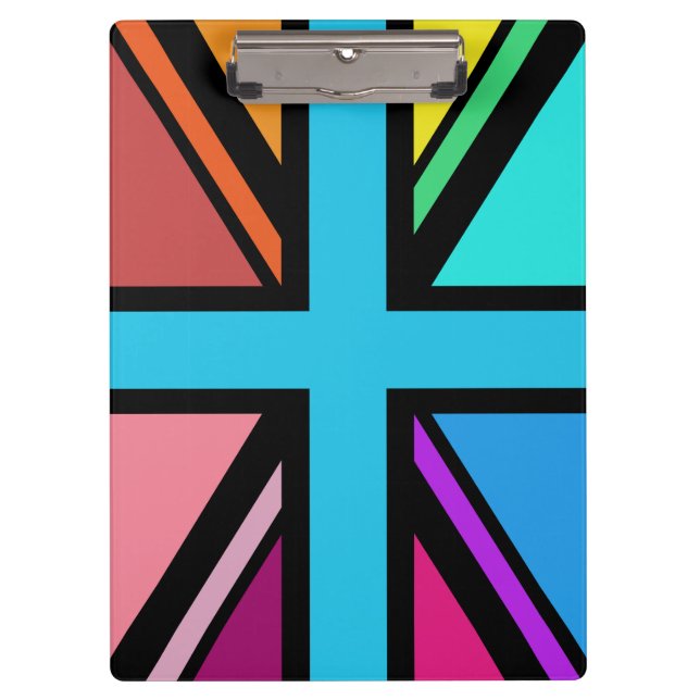 Union Jack/Flag Multicolored+Black Design Clipboard (Front)