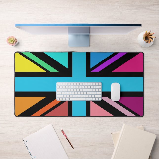 Union Jack/Flag Multicolored+Black Design Desk Mat (Office 1)