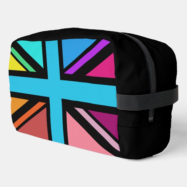 Union Jack/Flag Multicolored+Black Design Dopp Kit (Left Corner)