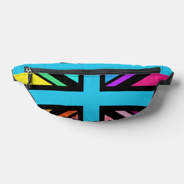 Union Jack/Flag Multicolored+Black Design Fanny Pack (Lay Down)