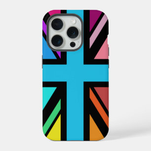 Union Jack/Flag Multicolored+Black Design iPhone 15 Pro Case