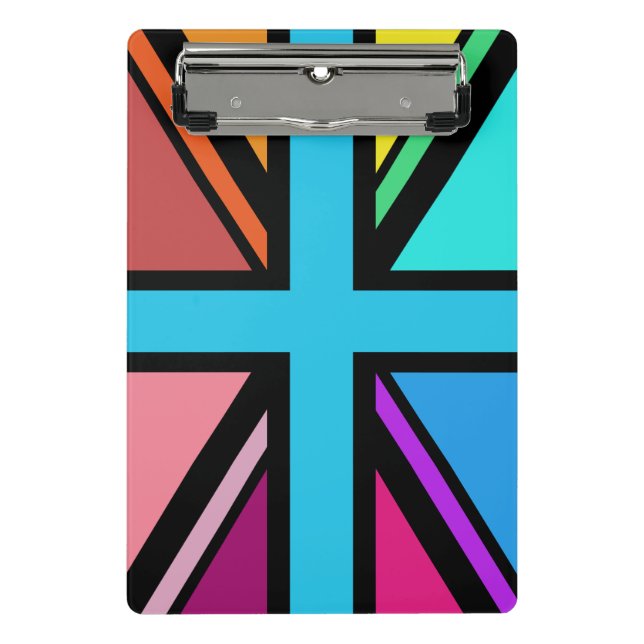 Union Jack/Flag Multicolored+Black Design Mini Clipboard (Front)