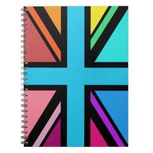 Union Jack/Flag Multicolored+Black Design Notebook