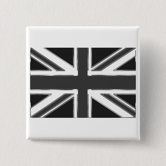 Union Jack flag of the UK - Chrome 2 Inch Square Button (Front)