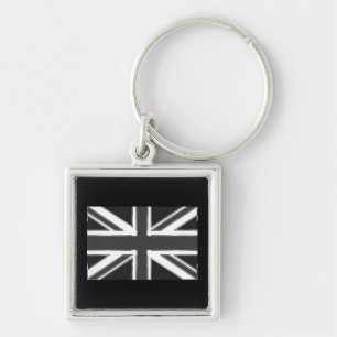 Union Jack flag of the UK - Chrome Keychain