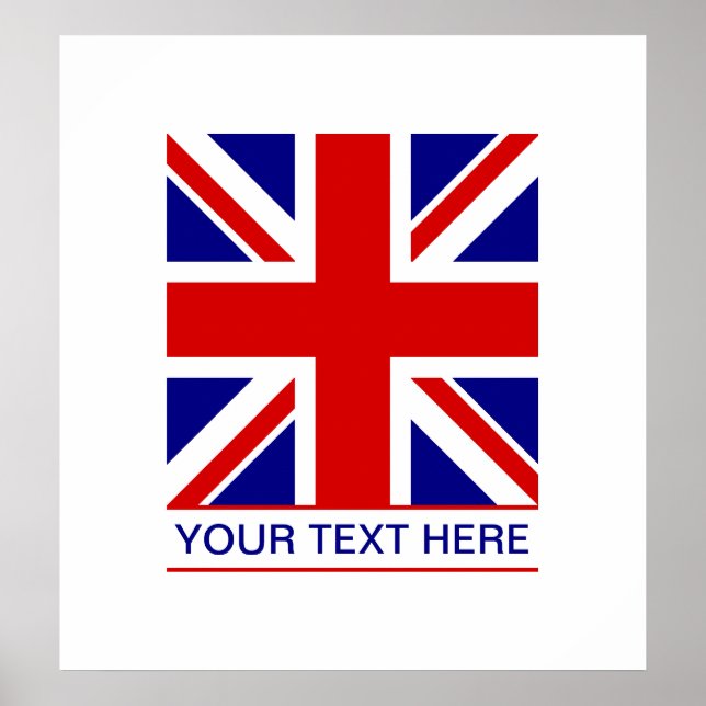 Union Jack Flag Plus Your Text Poster (Front)