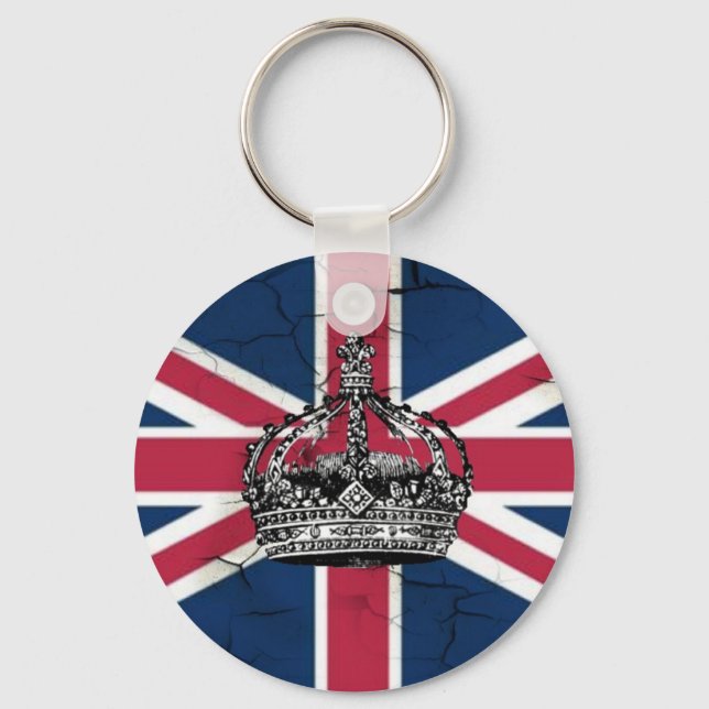 Union Jack Flag Queen of England Diamond Jubilee Keychain (Front)