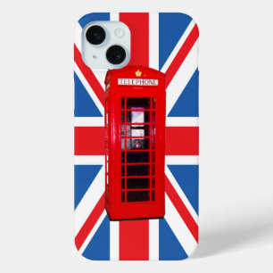 Union Jack/Flag & Red Phone Box Design iPhone 15 Mini Case