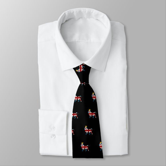 Union Jack Flag Royal Lion and Crown Tie (Tied)