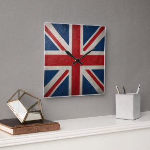 Union Jack flag Square Wall Clock