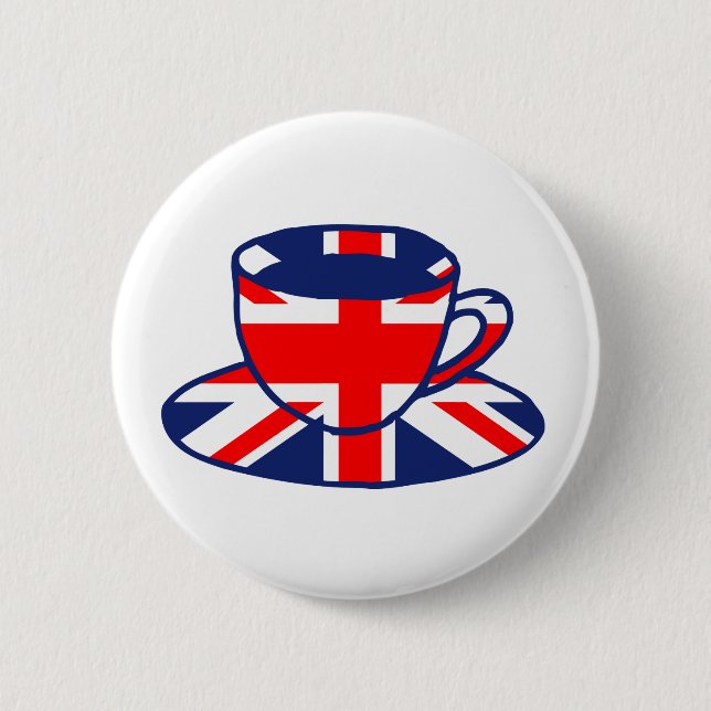 Union Jack flag teacup art 2 Inch Round Button (Front)
