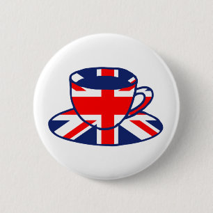 Union Jack flag teacup art 2 Inch Round Button