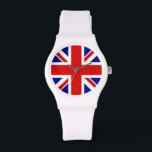 Union Jack Flag Watch<br><div class="desc">Union Jack Flag Watch of the UK - United Kingdom, which is in Britain. The Union Jack flag symbolizes the unity between England, Scotland and Ireland. The colours of the union jack flag are red, blue, white. This design is also available on many other products for you to choose from....</div>