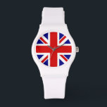 Union Jack Flag Watch<br><div class="desc">Union Jack Flag Watch of the UK - United Kingdom, which is in Britain. The Union Jack flag symbolizes the unity between England, Scotland and Ireland. The colours of the union jack flag are red, blue, white. This design is also available on many other products for you to choose from....</div>