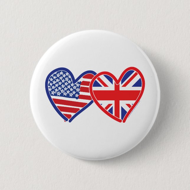 Union Jack Flat USA Flag 2 Inch Round Button (Front)