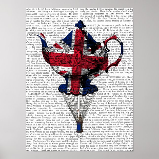 Union Jack Flying Teapot Poster (Front)